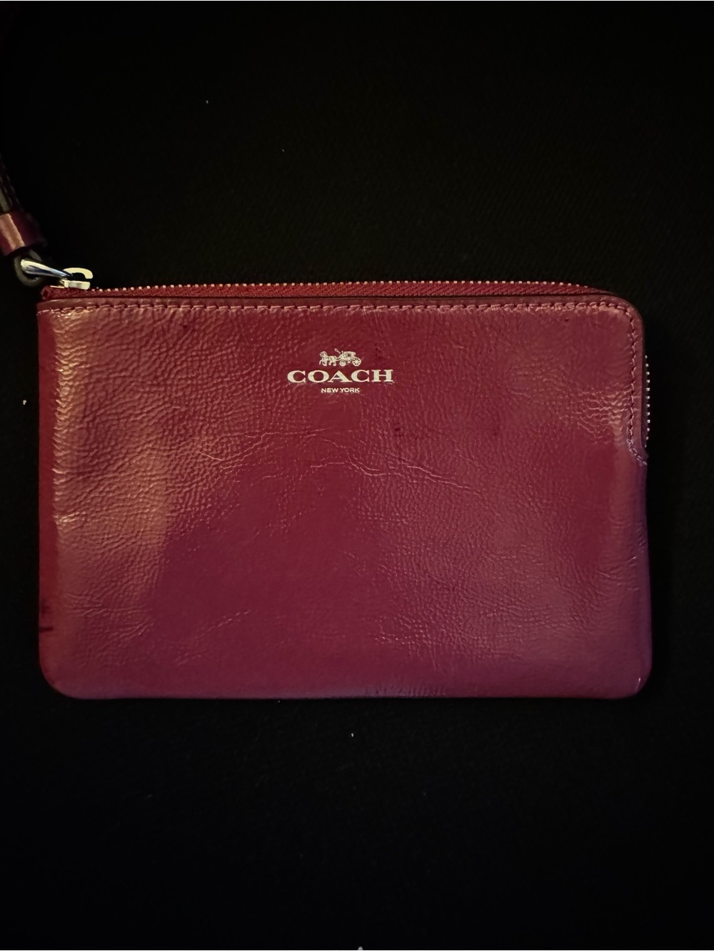 Coach Wristlet in Deep Berry Leather